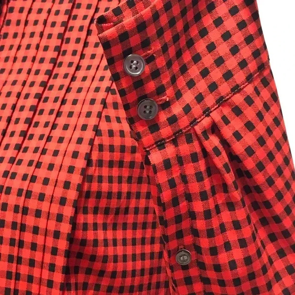 J. Crew Factory Buffalo Check Tuxedo Style Blouse - Picture 3 of 6